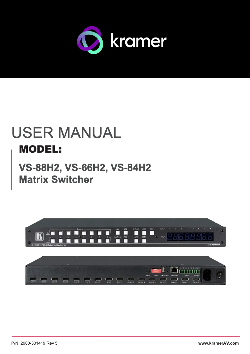Page n°1 - Manuel utilisateur Kramer VS-88H2