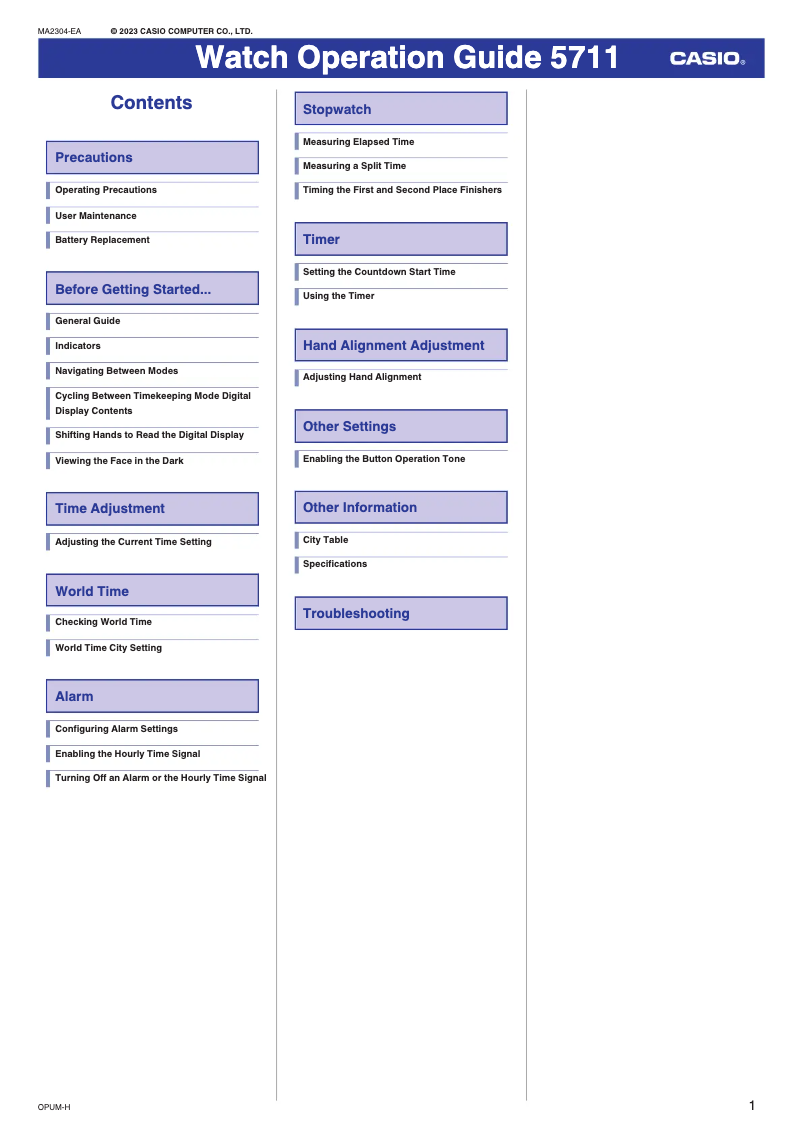 Page n°1 - Manuel utilisateur Casio G-Shock GA-2140