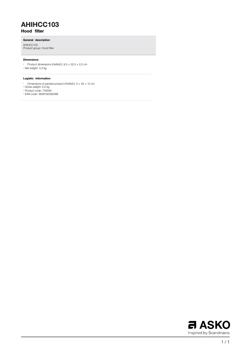 Image de la première page du manuel de l'appareil AHIHCC103