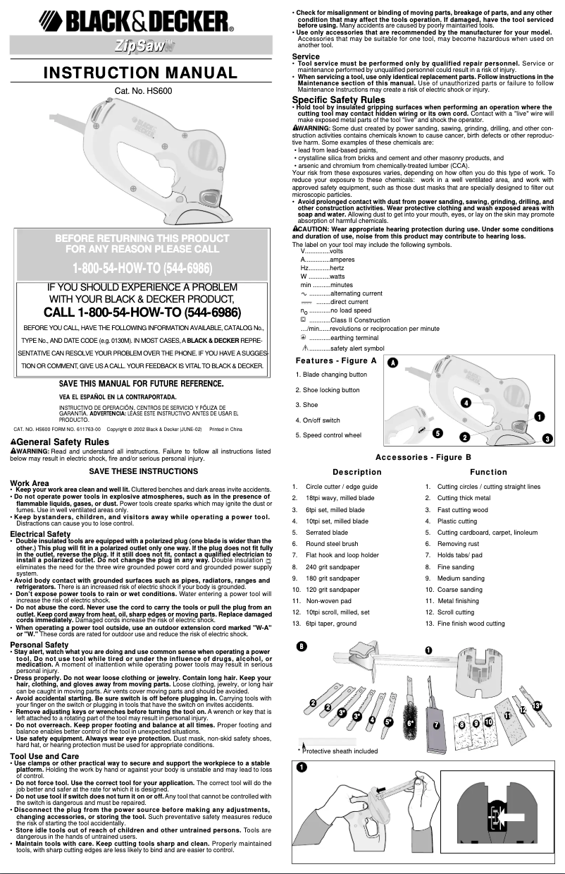 Page n°1 - Manuel utilisateur Black & Decker HS600K
