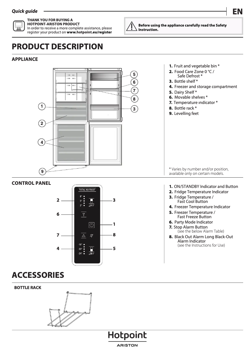 Page n°1 - Mode d'emploi Hotpoint HA70BE 31 X