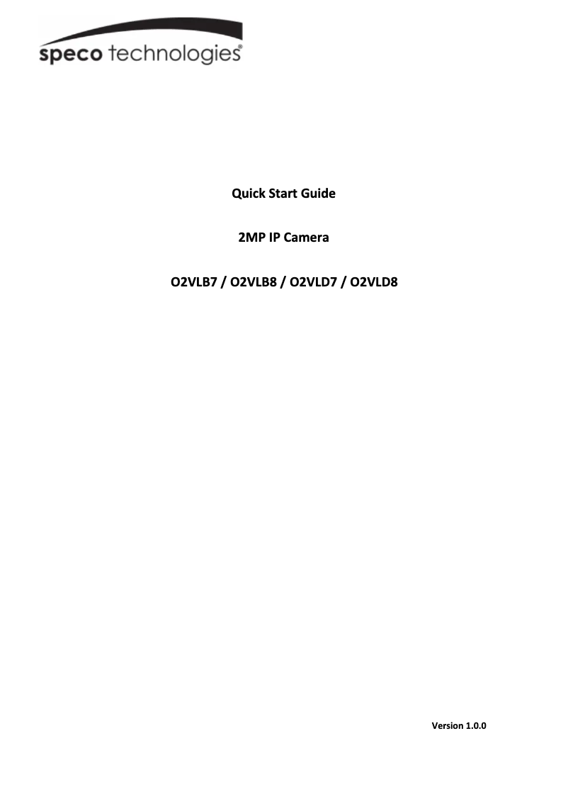 Página 1 del manual Guía de inicio rápido Speco Technologies O2VLD8