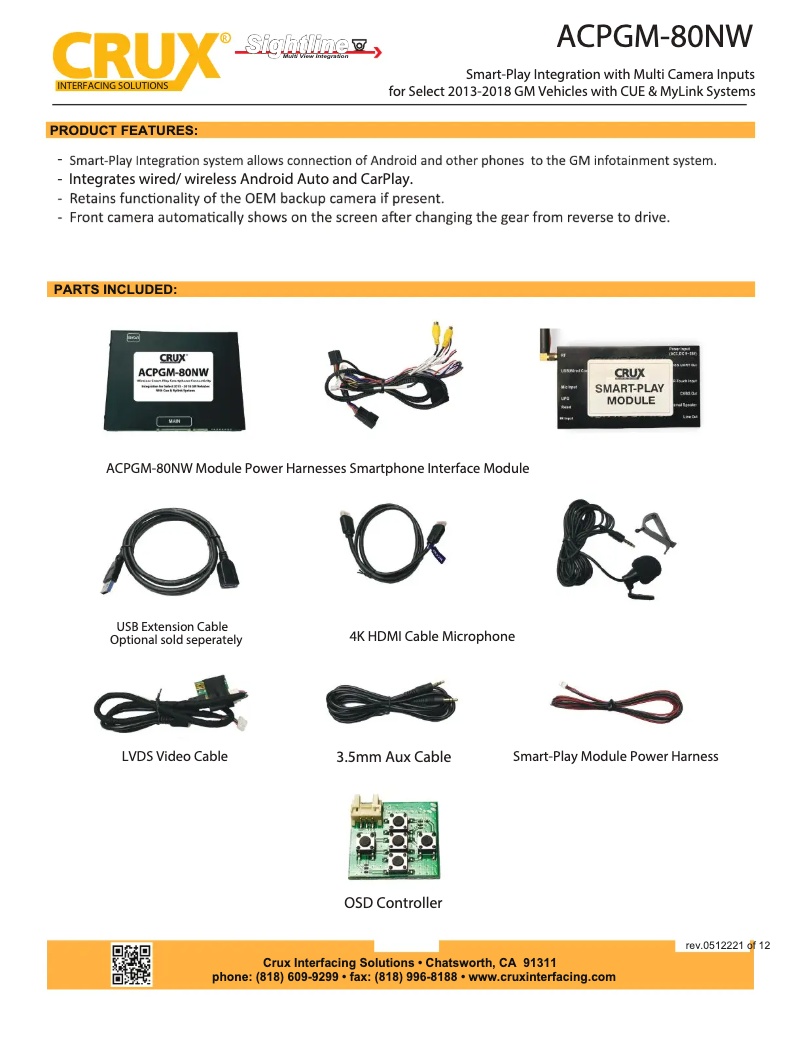 Page 1 de la notice Manuel utilisateur CRUX ACPGM-80NW