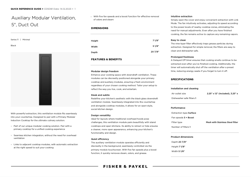 Page 1 of the manual User Manual Fisher & Paykel CD5DB1