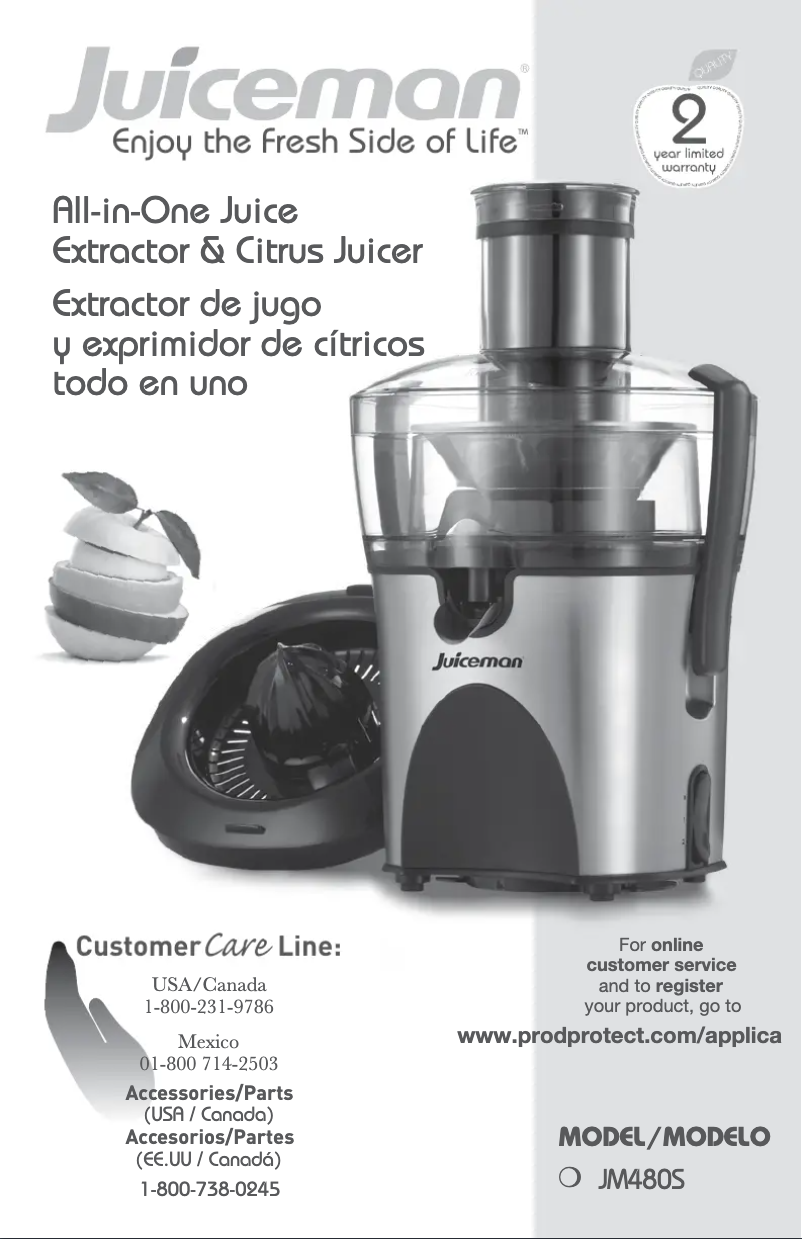Page n°1 - Manuel d'utilisation et d'entretien Juiceman JM480S