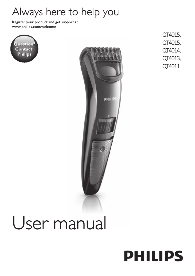Image de la première page du manuel de l'appareil Norelco QT4014