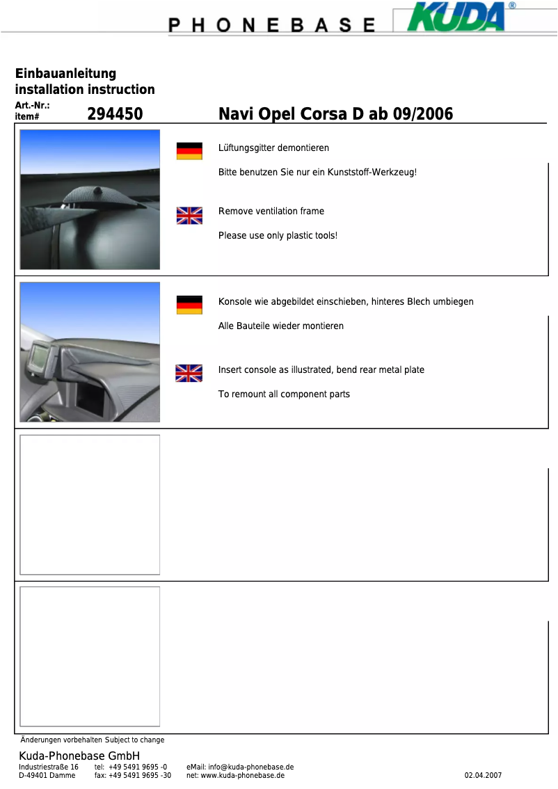 Page n°1 - Manuel utilisateur Kuda 294455