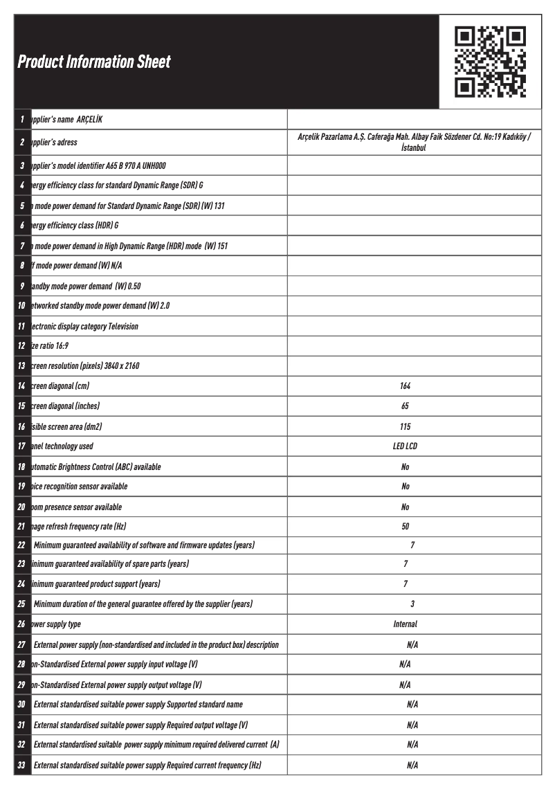 Image de la première page du manuel de l'appareil A65 B 970 A