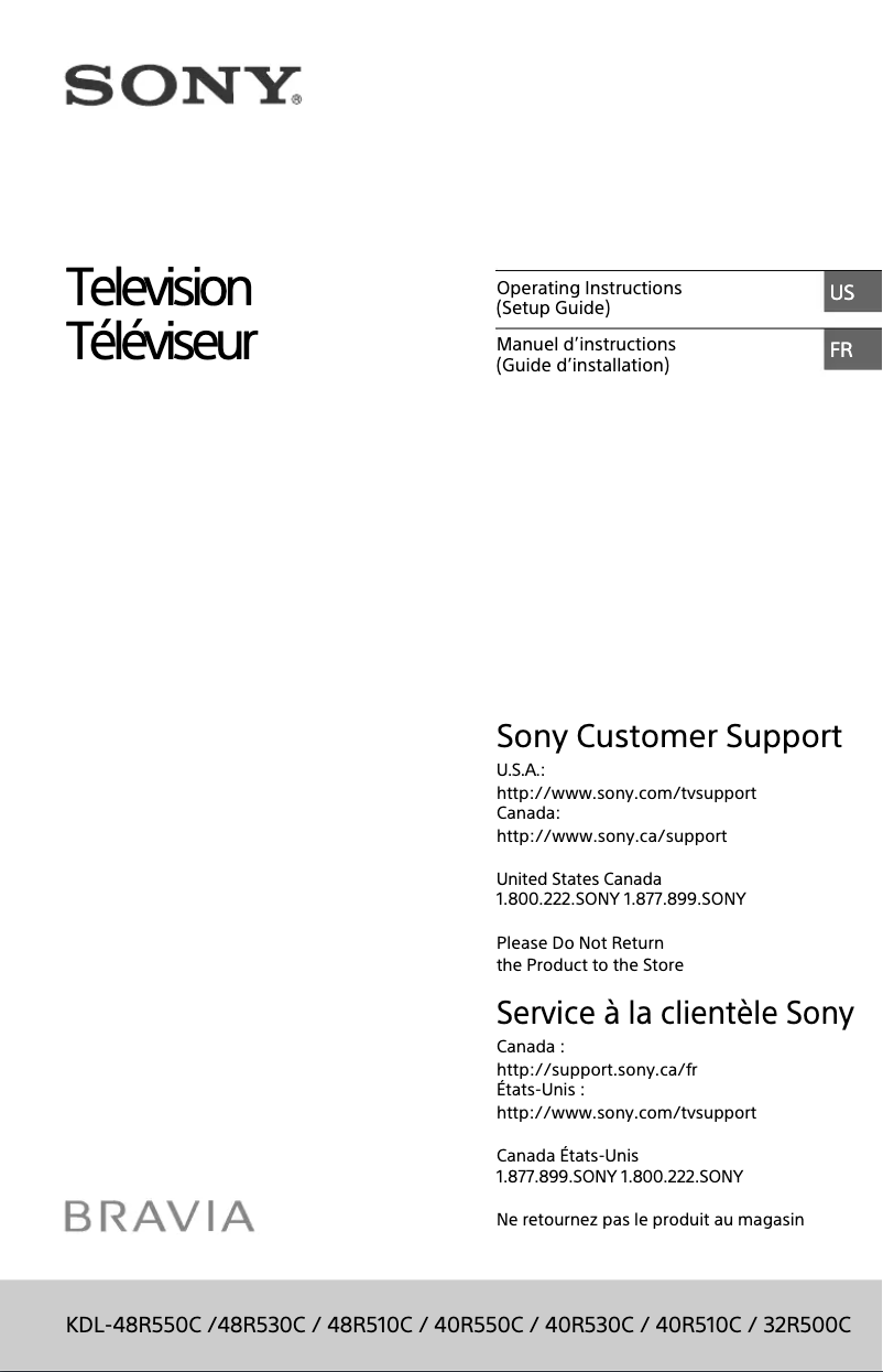 Page n°1 - Manuel utilisateur Sony Bravia KDL-60R510A