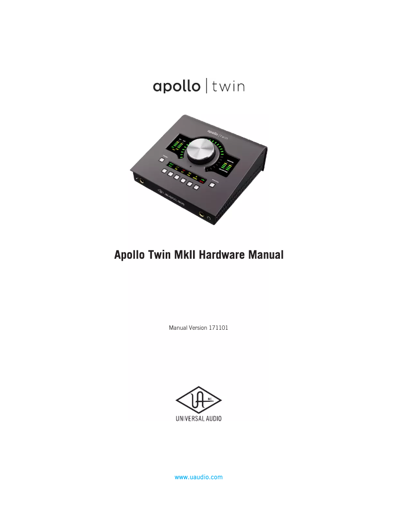 Page 1 de la notice Manuel utilisateur Universal Audio Apollo Twin mk2