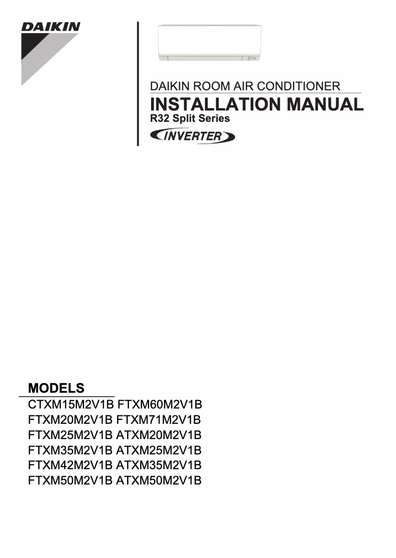 Page 1 de la notice Guide d'installation Daikin ATXM35M2V1B