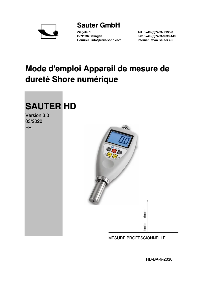 Image de la première page du manuel de l'appareil HD0 100-1