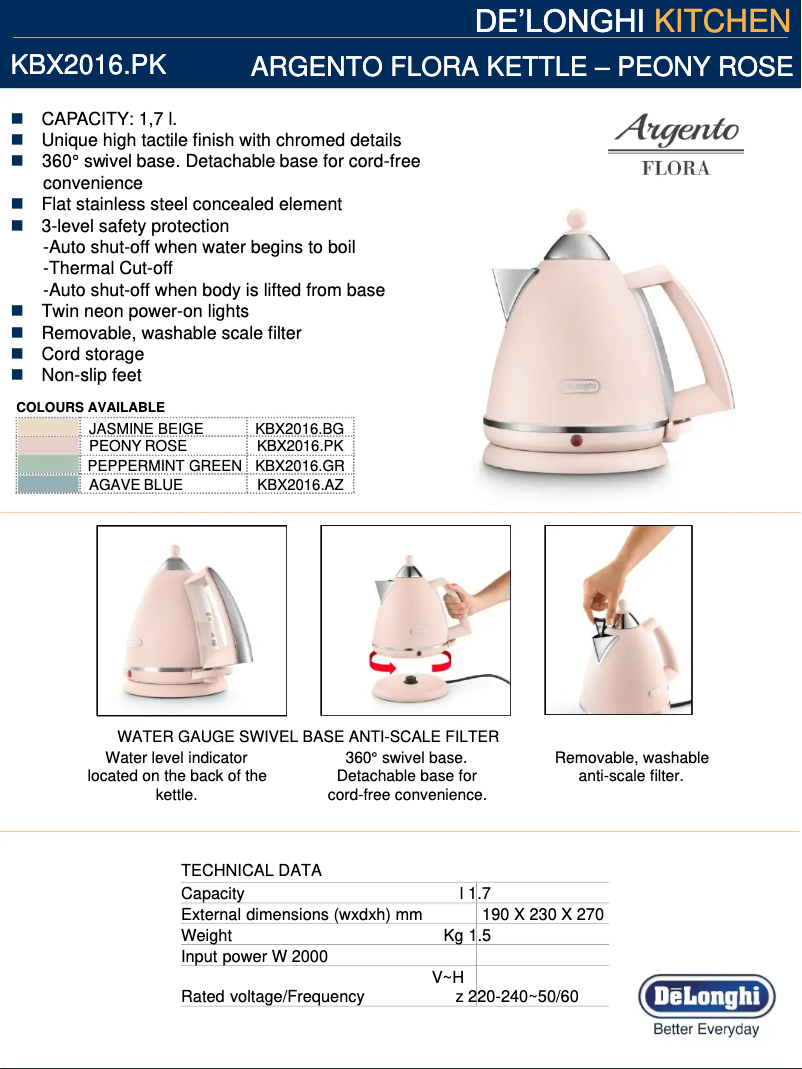 Image de la première page du manuel de l'appareil Argento Flora KBX2016