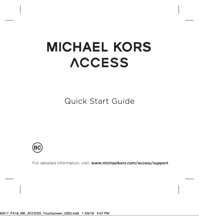 Page n°1 - Manuel utilisateur Michael Kors Access Runway Gen 4 Display MKT5052