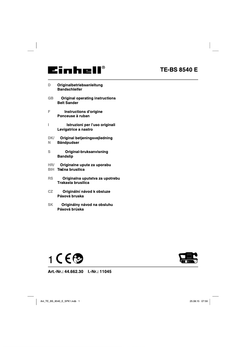 Page 1 de la notice Manuel utilisateur Einhell TE-BS 8540 E