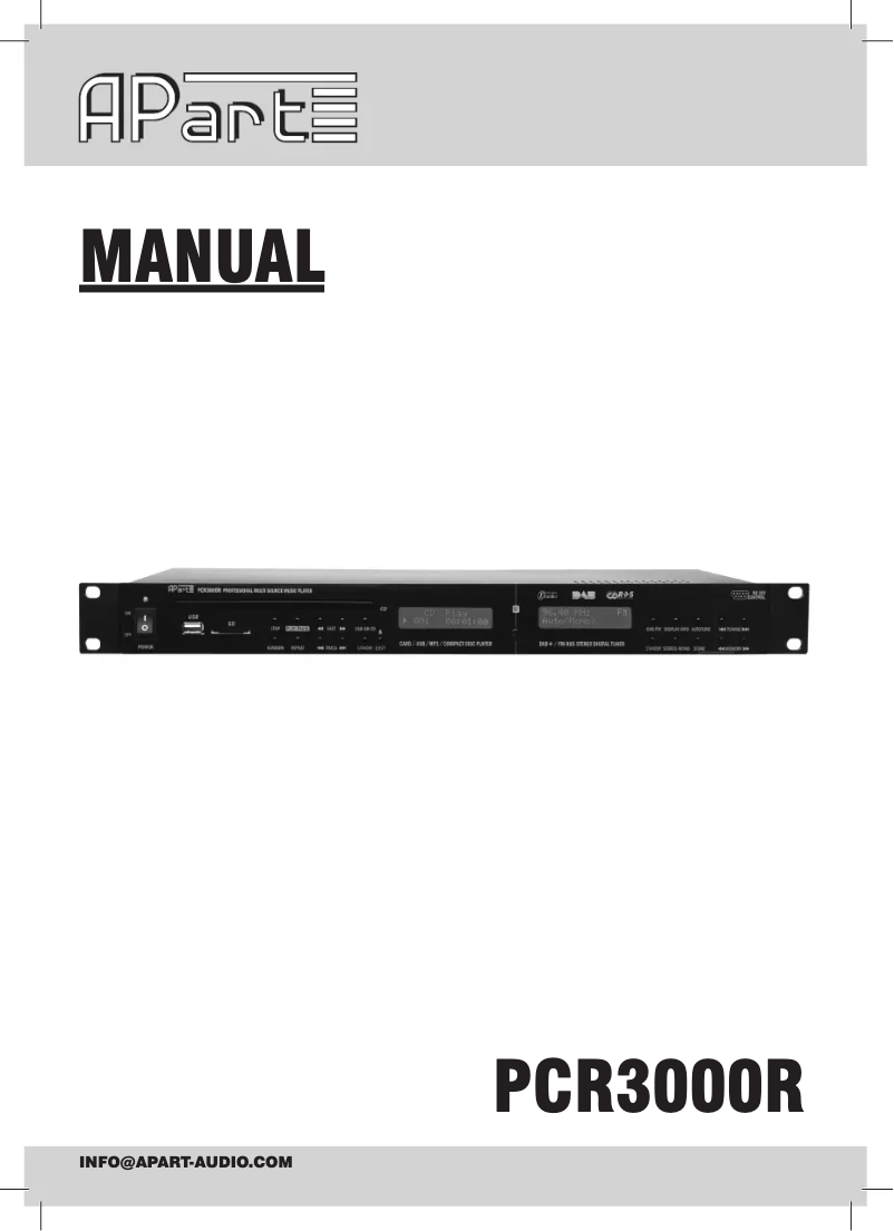 Image de la première page du manuel de l'appareil PCR3000R