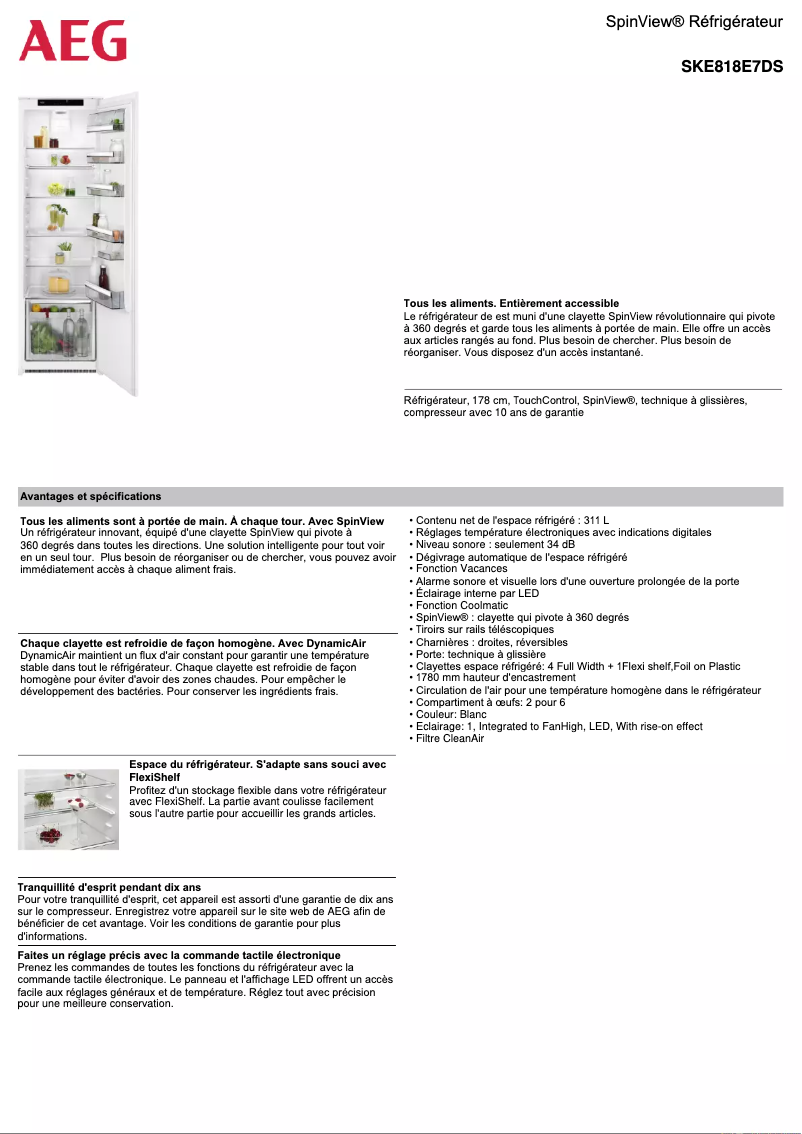 Image de la première page du manuel de l'appareil SKE818E7DS