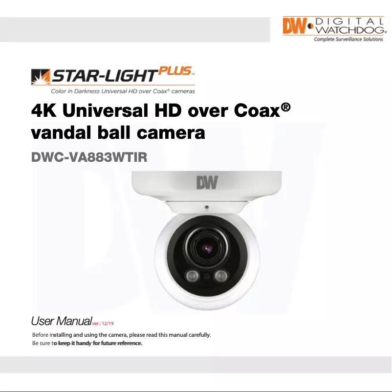 Page n°1 - Manuel utilisateur Digital Watchdog Star-Light Plus DWC-VA883WTIR