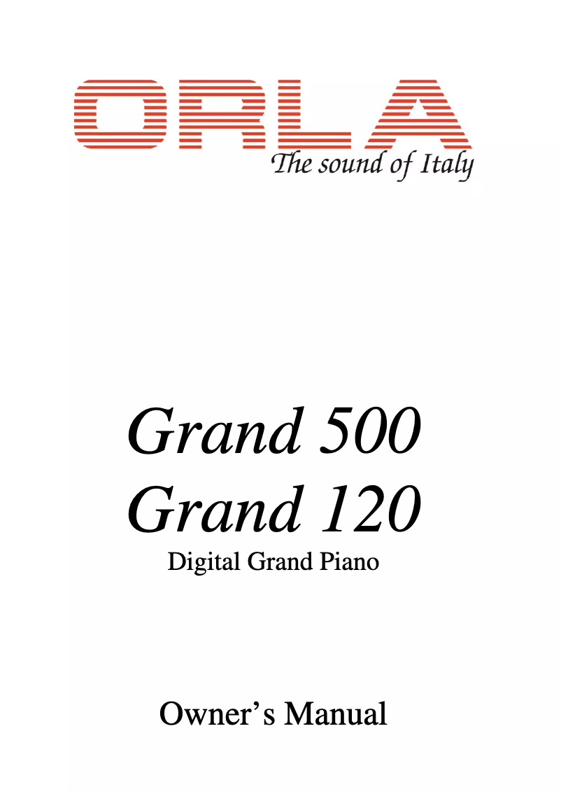 Page n°1 - Manuel utilisateur Orla Grand 120