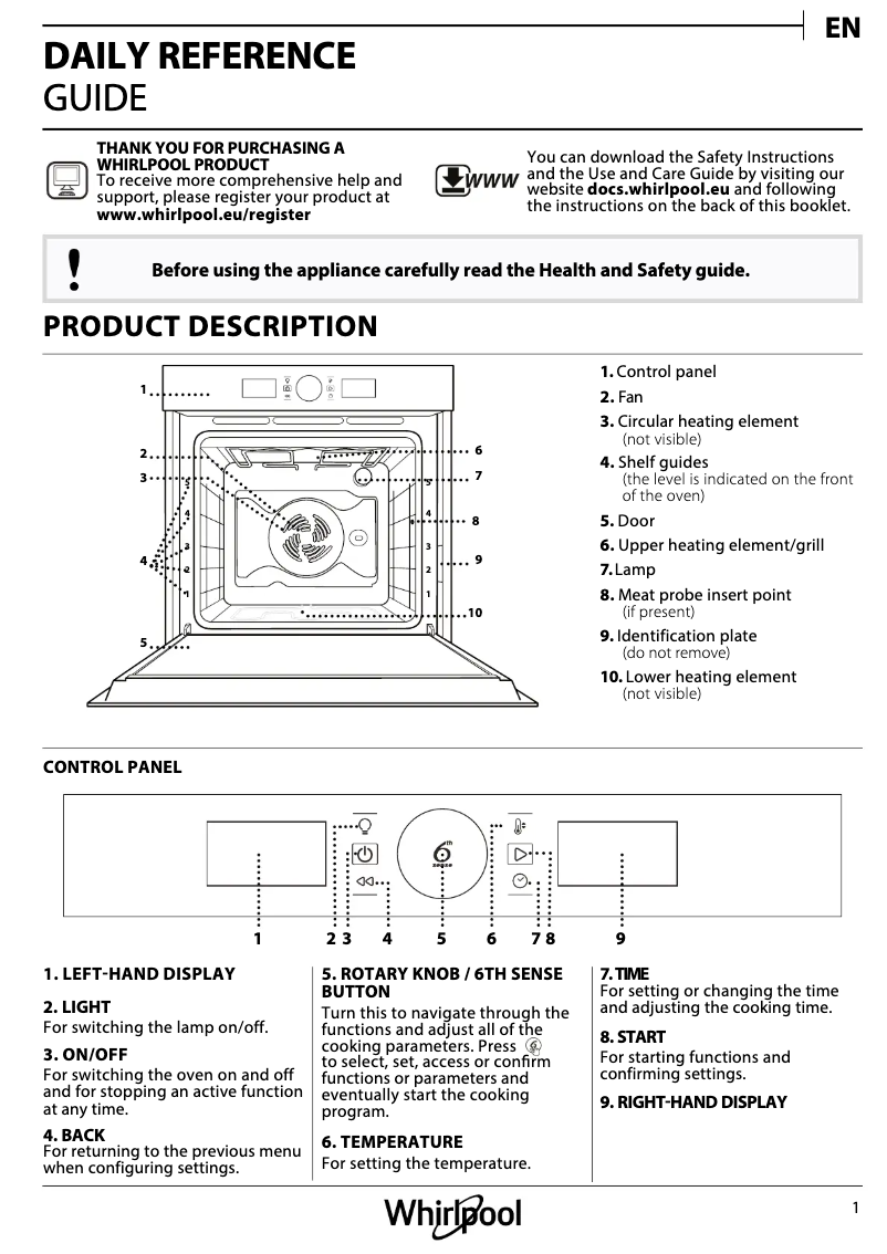 Page 1 de la notice Guide d'installation Whirlpool AKZ9 6230 NB