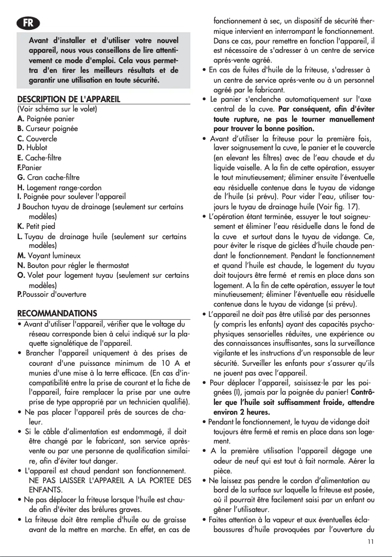 Page 1 de la notice Manuel utilisateur DeLonghi Roto Fryer F28311