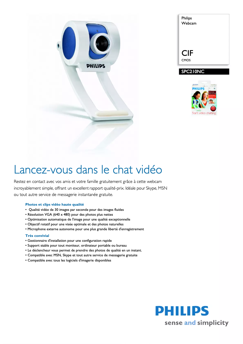 Page n°1 - Fiche technique Philips SPC210NC