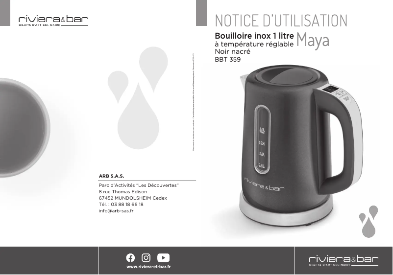 Page n°1 - Manuel utilisateur Riviera & Bar BBT359