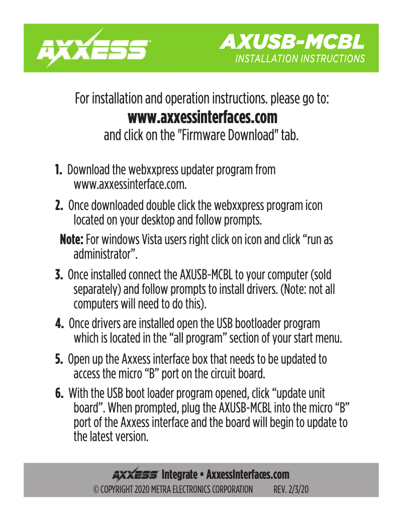 Página 1 del manual Manual de usuario AXESS AXUSB-MCBL