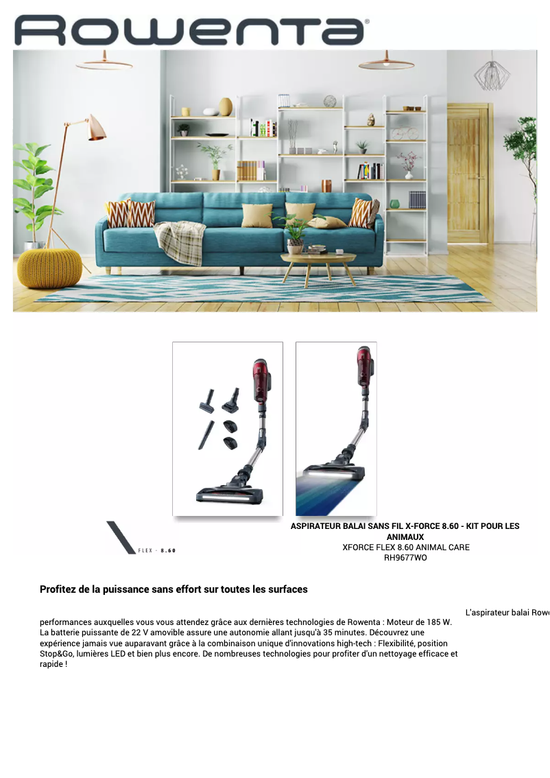 Image de la première page du manuel de l'appareil X-Force Flex RH9677