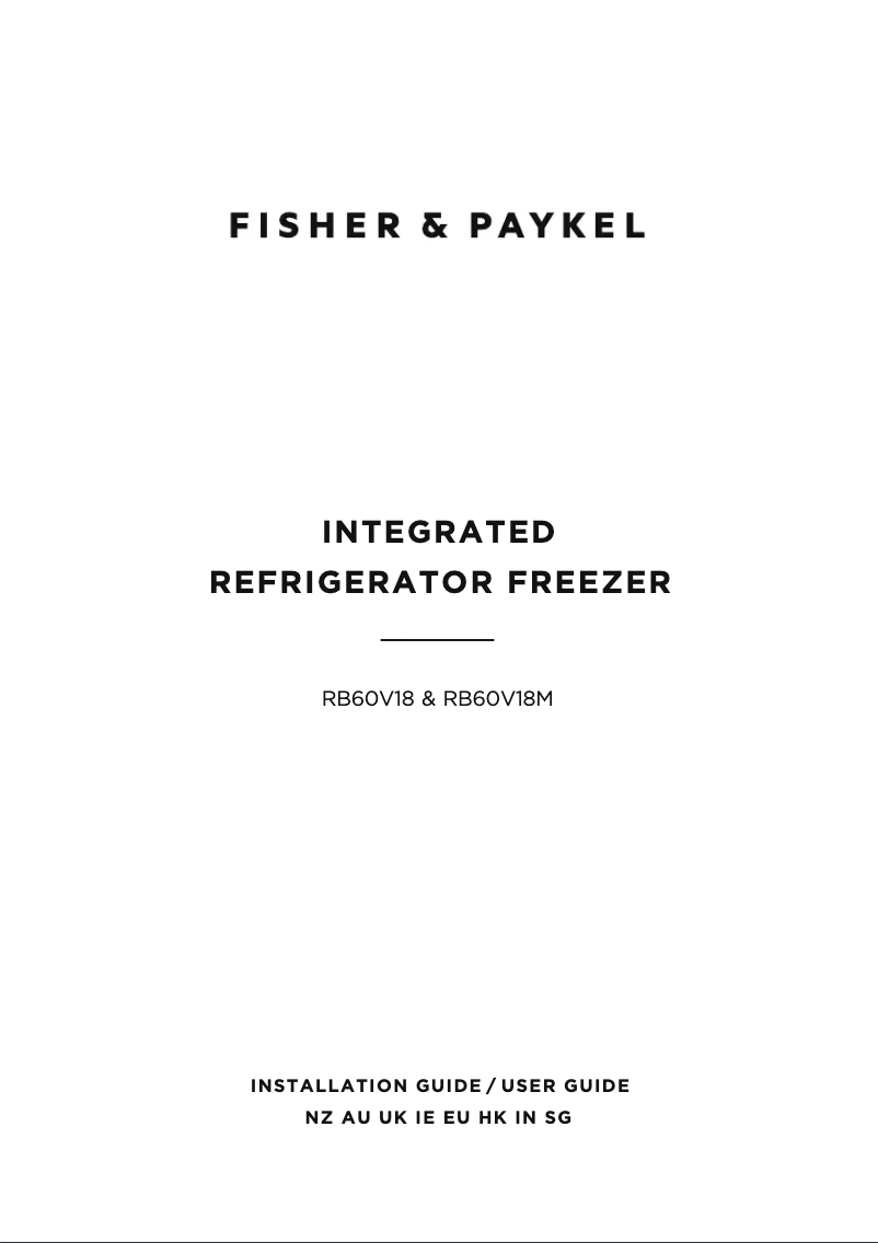 Page 1 de la notice Guide d'installation Fisher & Paykel RB60V18M