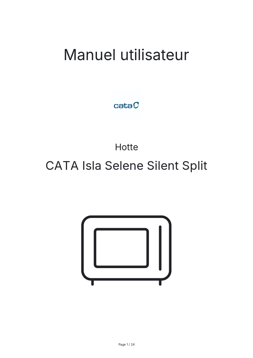 Page n°1 - Manuel utilisateur CATA Isla Selene Silent Split