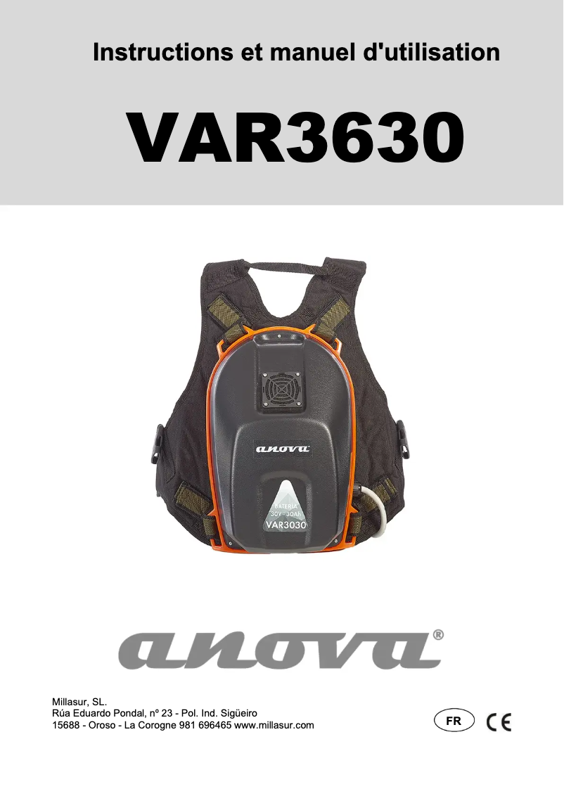 Page n°1 - Manuel utilisateur Anova VAR3630