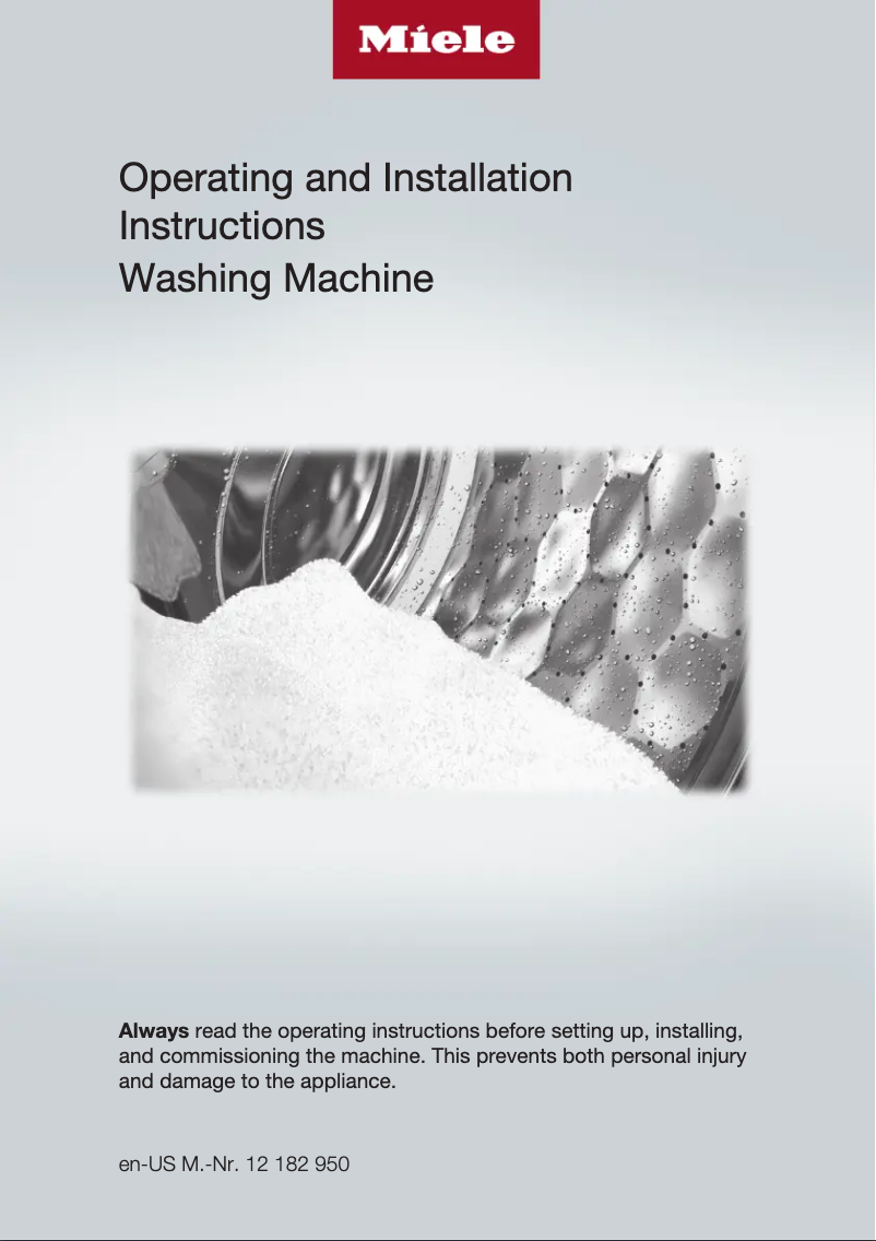 Page n°1 - Manuel utilisateur Miele PWM 908 SS