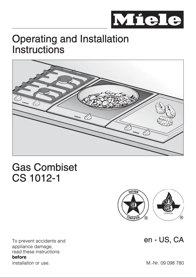 Page n°1 - Guide d'installation Miele CS 1012-1