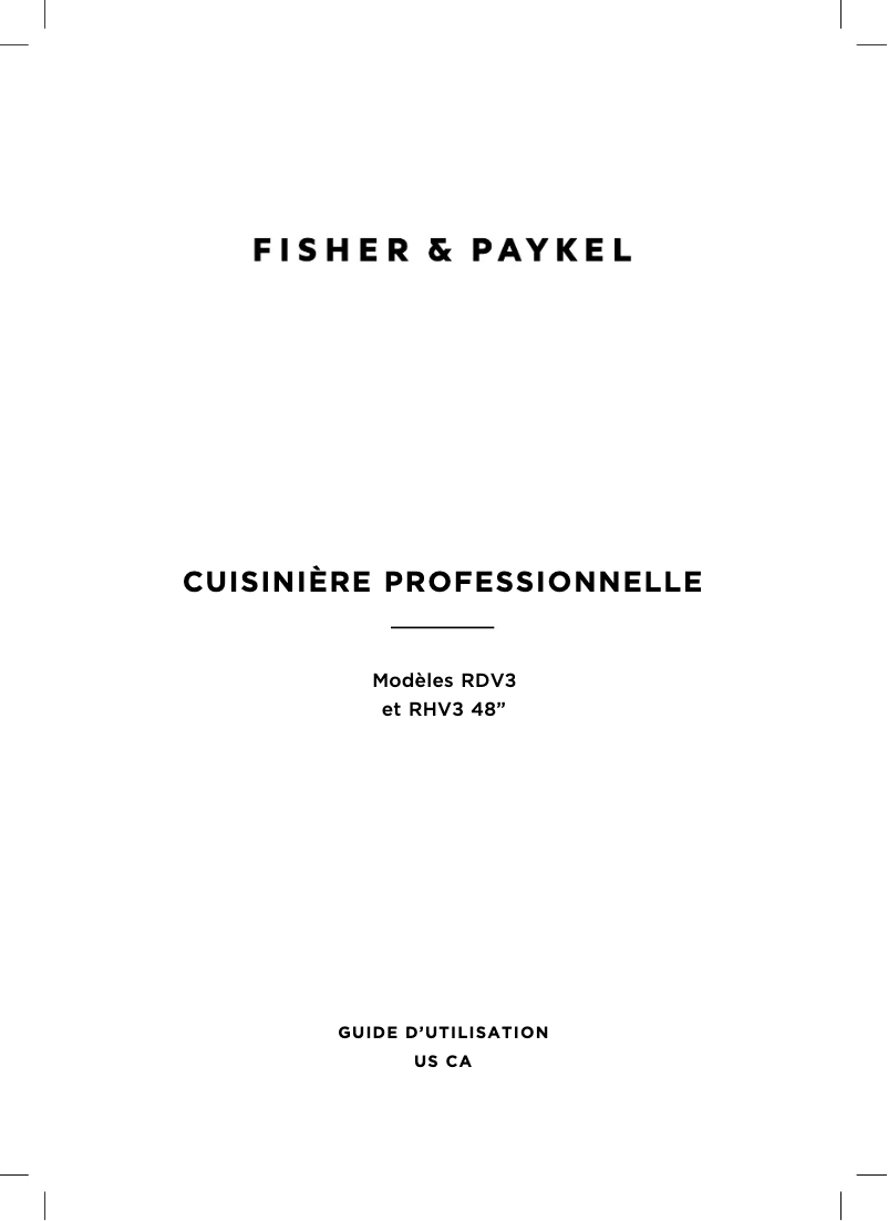 Page n°1 - Manuel utilisateur Fisher & Paykel RDV3-485GD-N