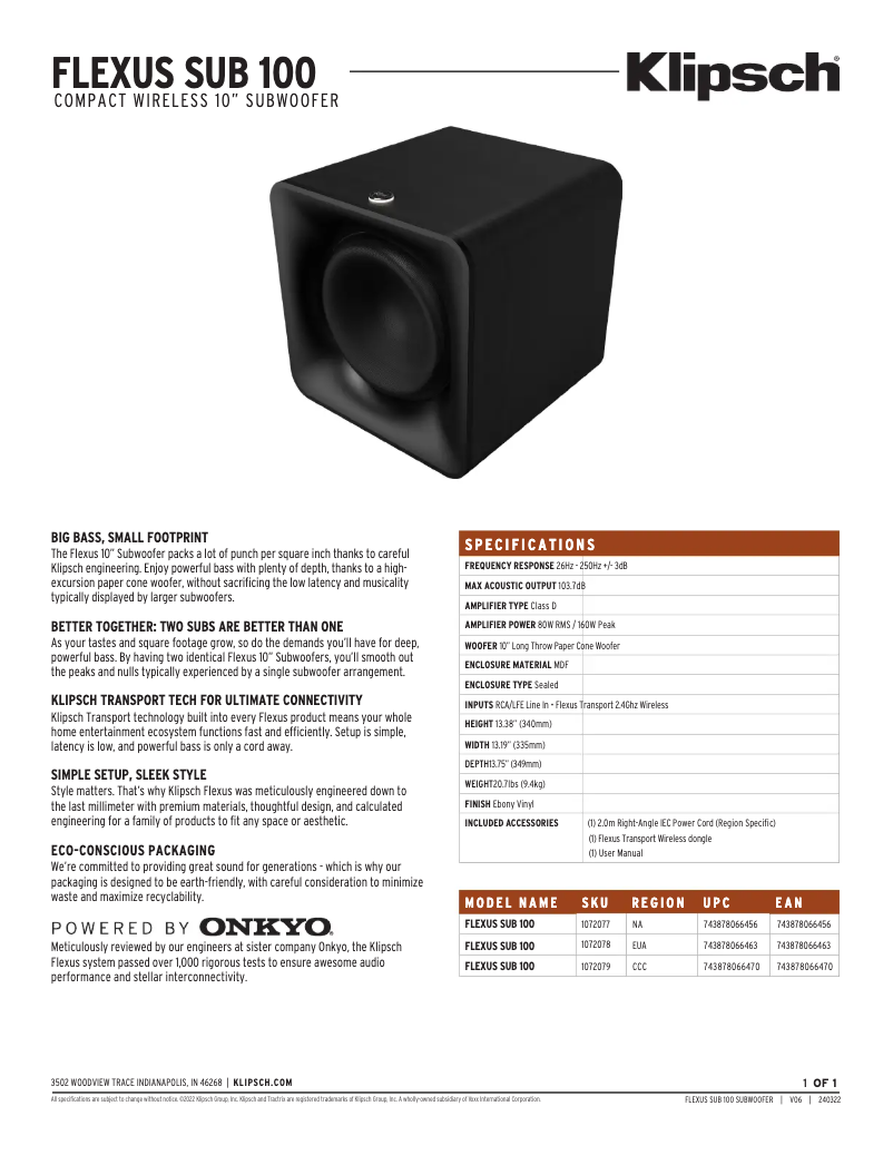 Image de la première page du manuel de l'appareil Flexus Sub 100