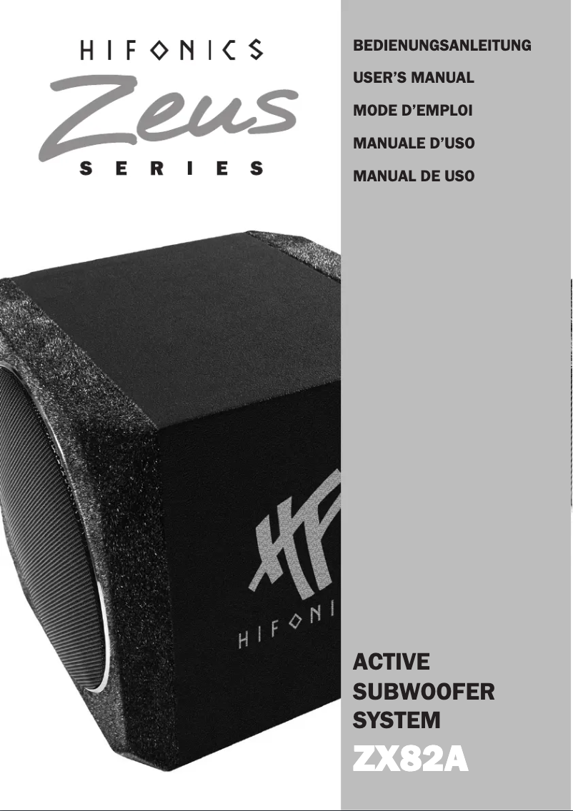 Page 1 de la notice Manuel utilisateur Hifonics Zeus ZX82A