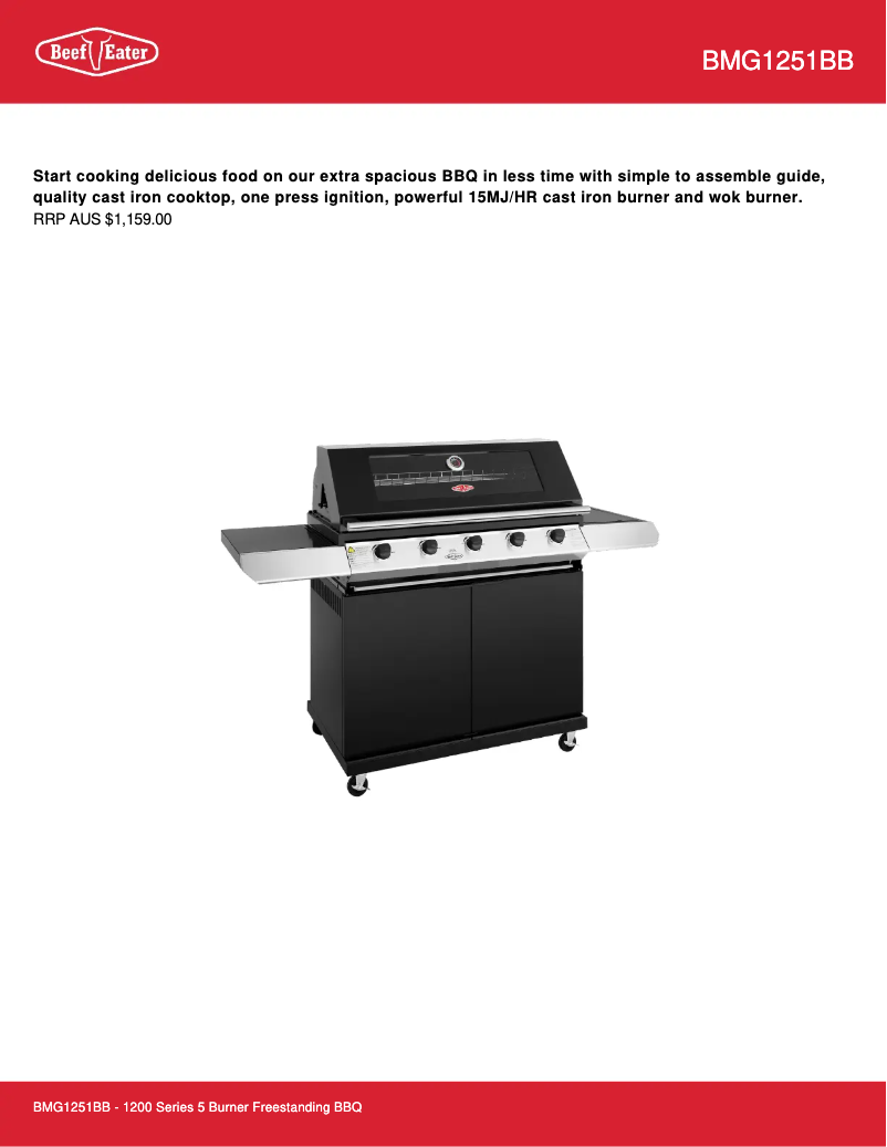 Page n°1 - Fiche technique BeefEater BMG1251BB
