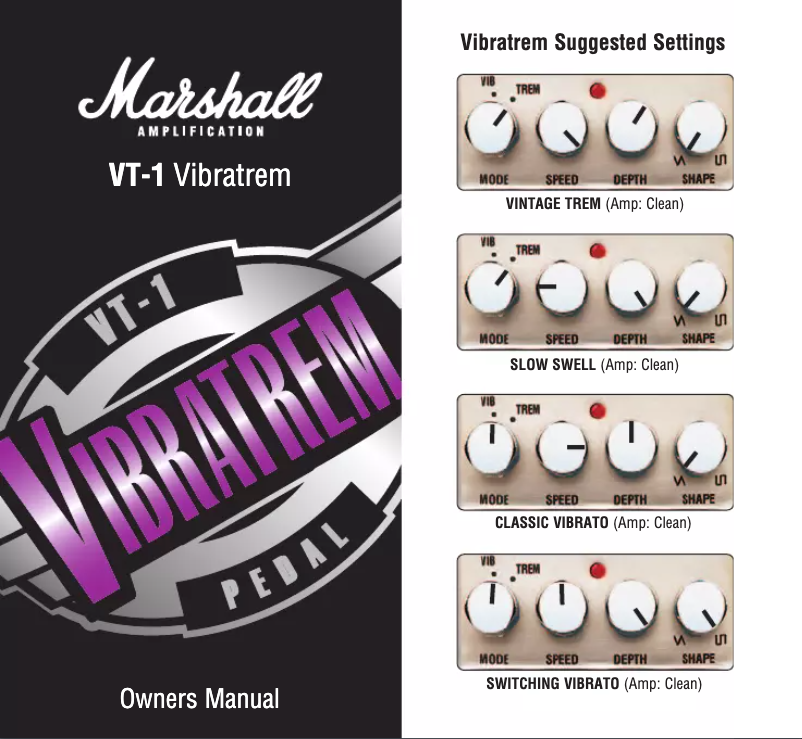 Página 1 del manual Manual de usuario Marshall VT-1 Vibratetrem