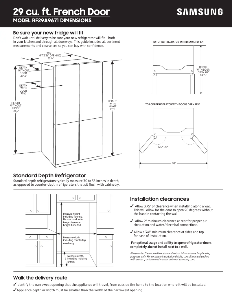 Page n°1 - Guide de mesure Samsung RF29A9671SR