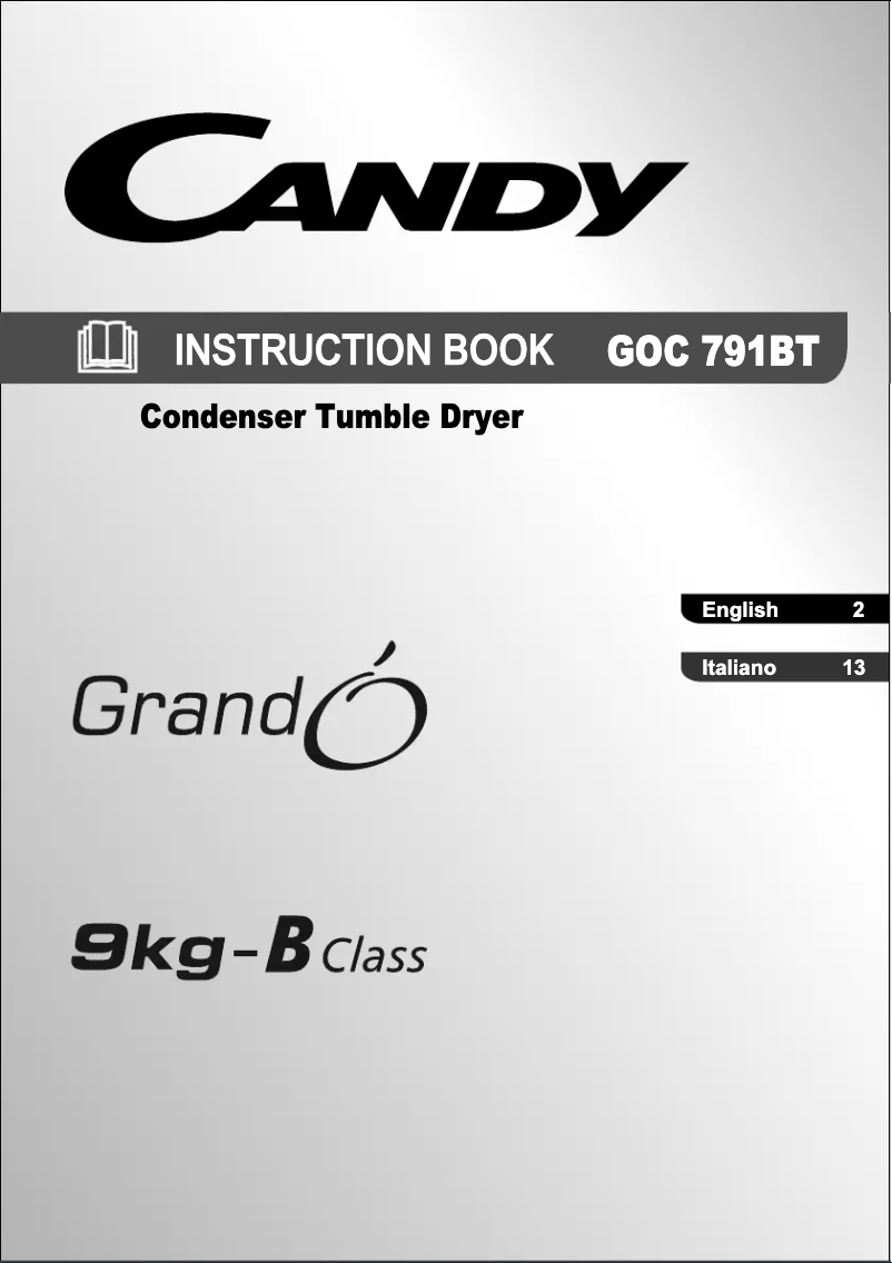 Page n°1 - Manuel utilisateur Candy GOC 791BT-S