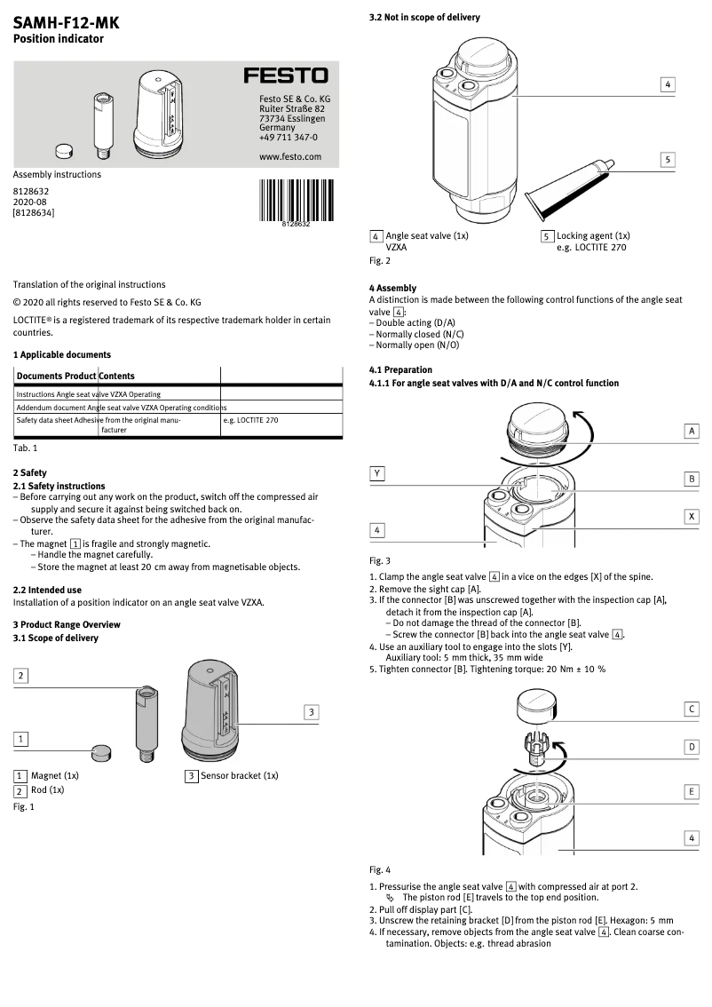 Page 1 de la notice Manuel utilisateur Festo SAMH-F12-MK