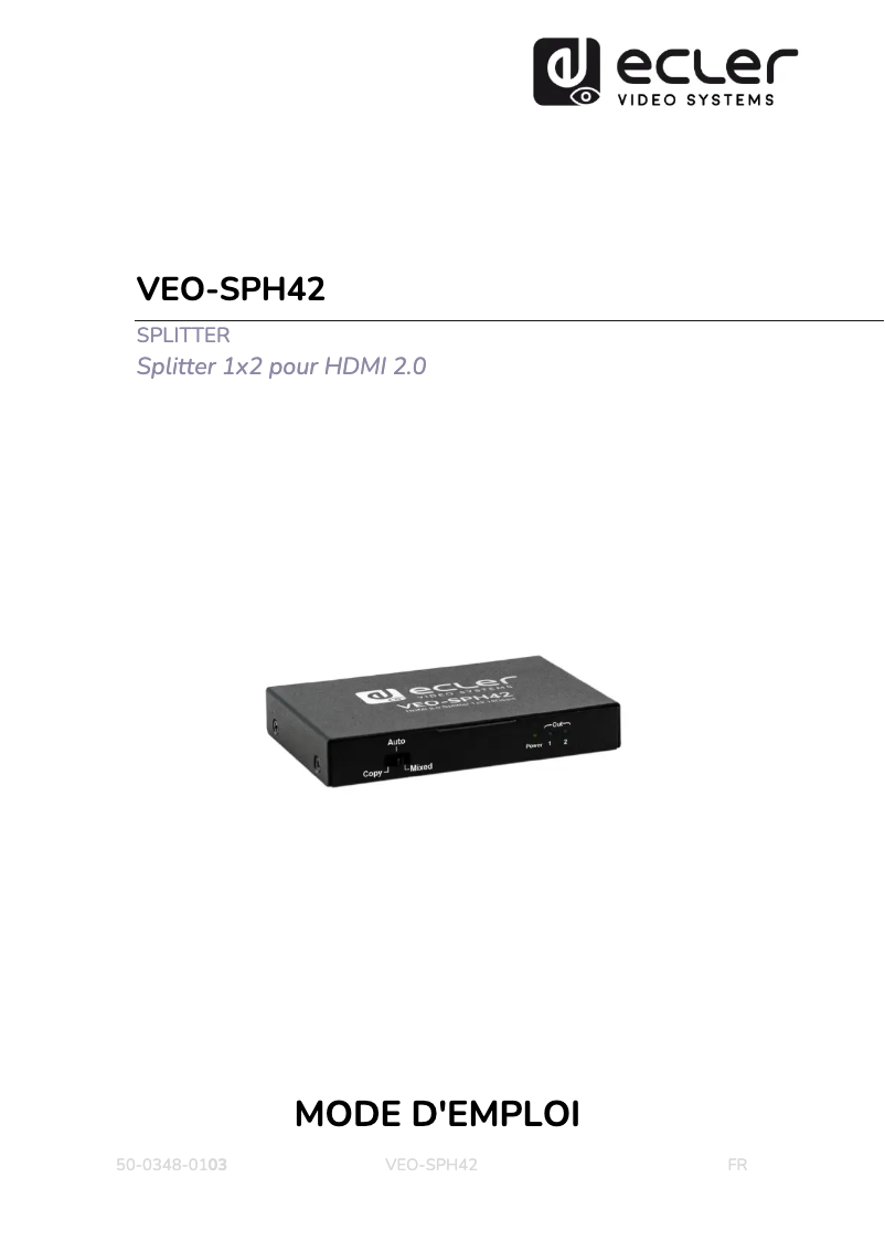 Página 1 del manual Manual de usuario Ecler VEO-SPH42