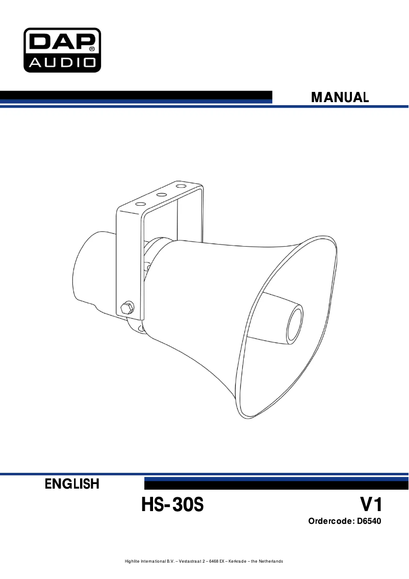 Página 1 del manual Manual de usuario DAP-Audio HS-30S