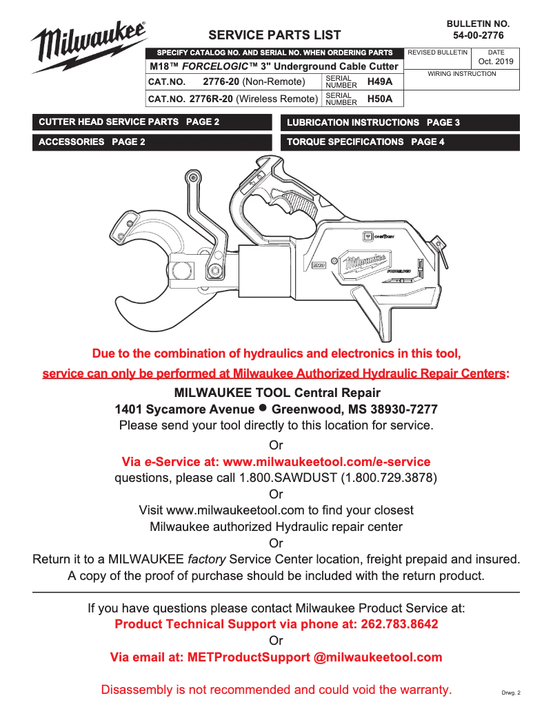 Page n°1 - Manuel utilisateur Milwaukee 2776-21