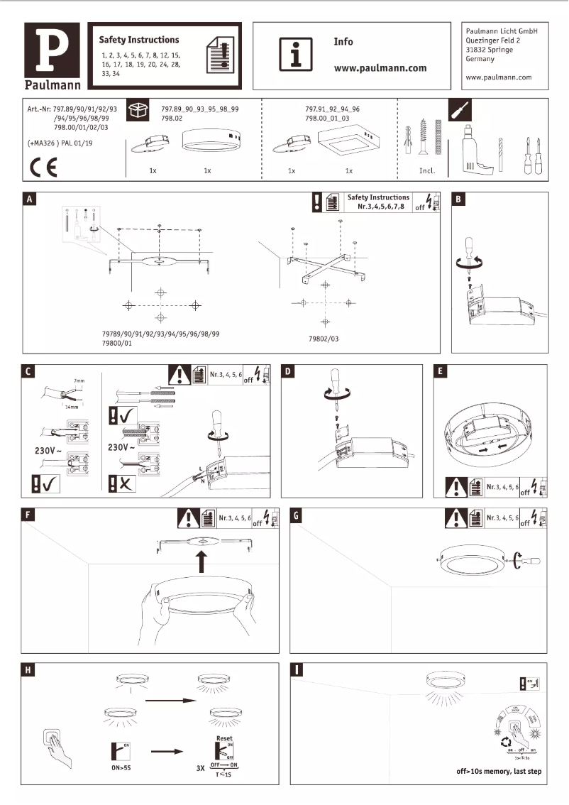 Page 1 de la notice Manuel utilisateur Paulmann 797.92
