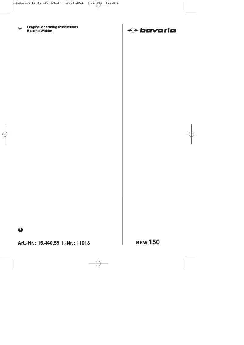 Página 1 del manual Manual de usuario Bavaria BEW 150