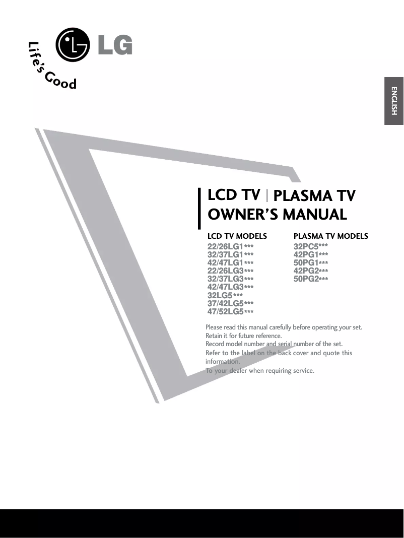 Page 1 de la notice Manuel utilisateur LG 37LG33R