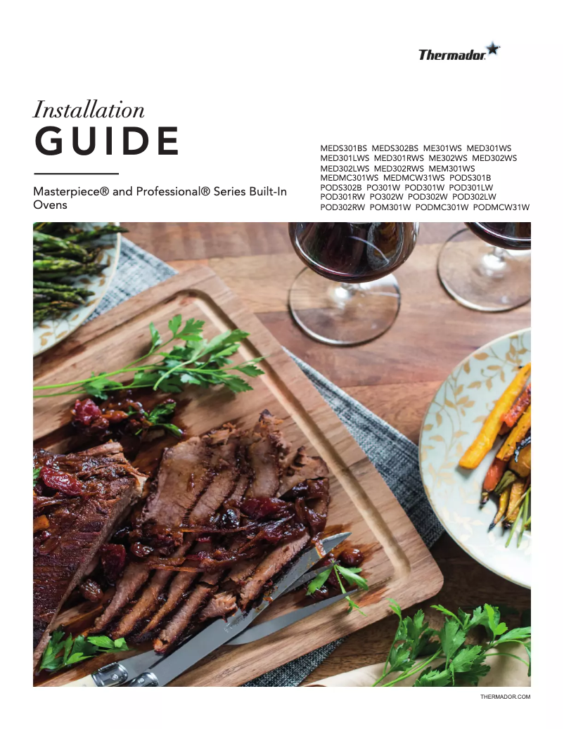 Page 1 de la notice Guide d'installation Thermador PODMC301W