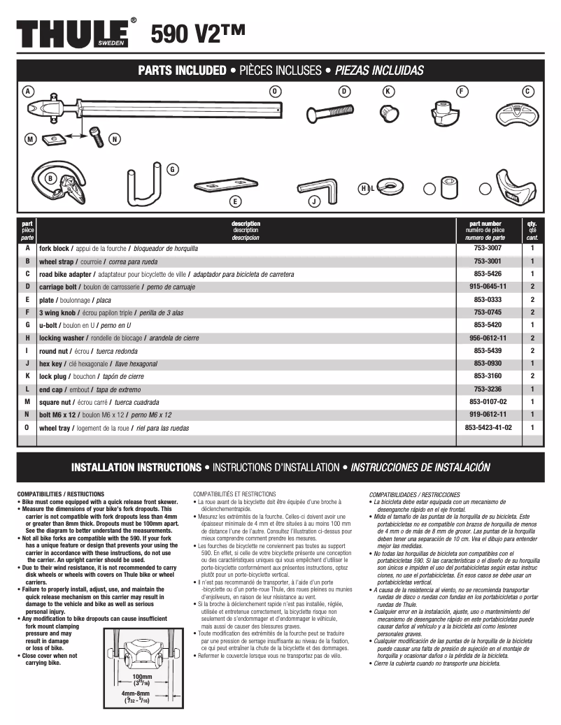 Image de la première page du manuel de l'appareil V2 590